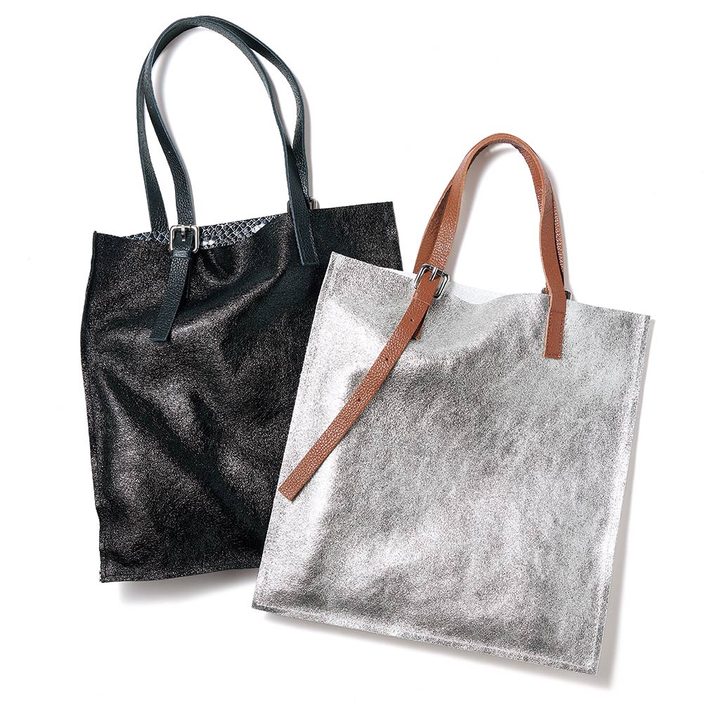 M Rose/エンメローズ メタリックレザー トートバッグ（イタリア製） レザーバッグ 革バッグ バッグ 166703