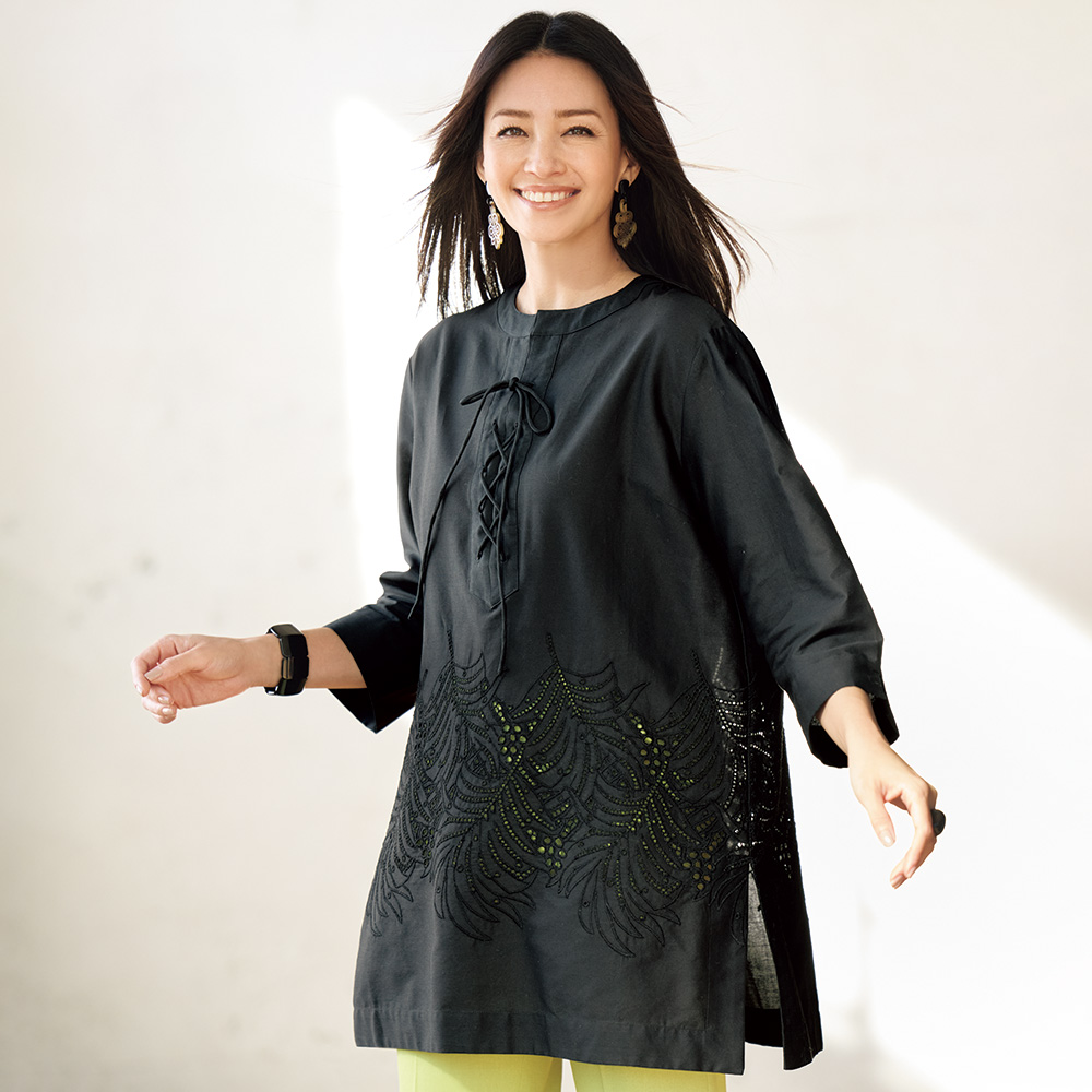 モンステラ カットワーク刺しゅう チュニック ブラウス シャツ 166901