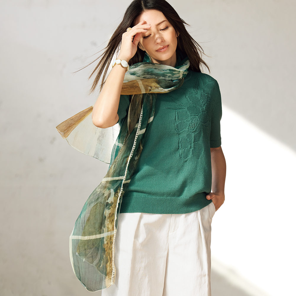 インド製 はしご刺しゅう コットンシルク ストール ストール スカーフ マフラー 167202