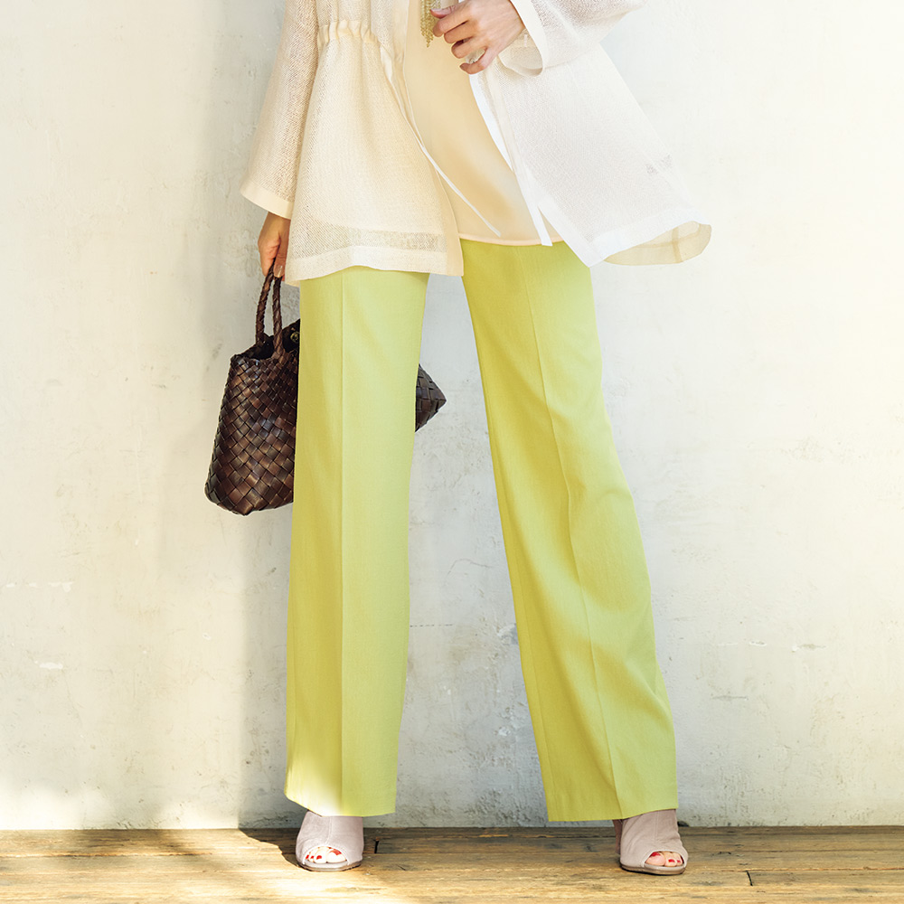 ≪股下丈68cm≫ コットンリネン混 セミワイドパンツ ワイドパンツ パンツ 167302