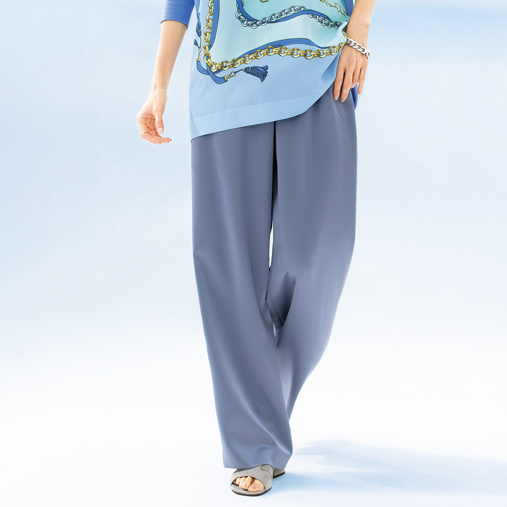 トリアセテート混 サテン リラクシー ワイドパンツ イージーパンツ パンツ 167503