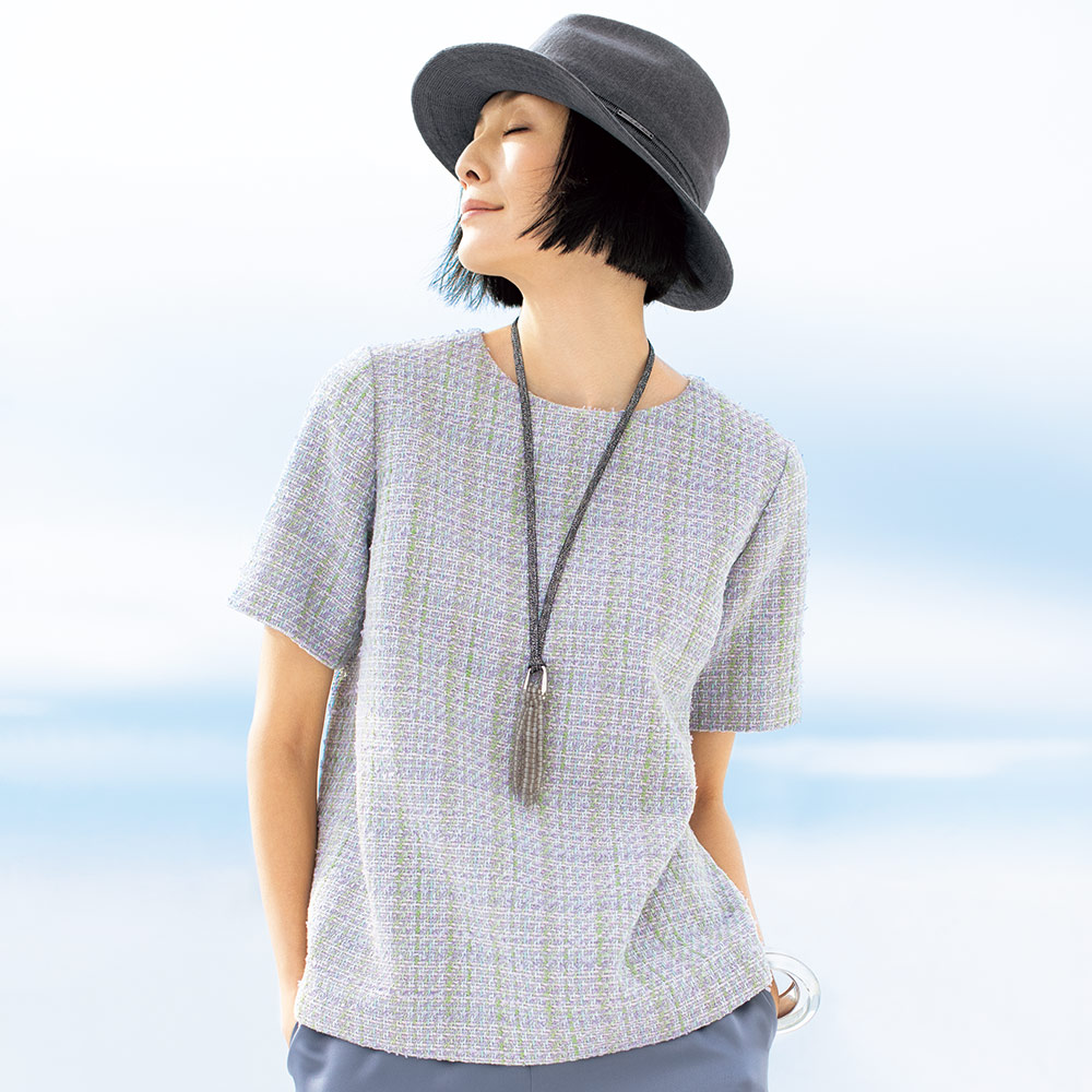 イタリア素材 ツイード ブラウス ブラウス シャツ 167601