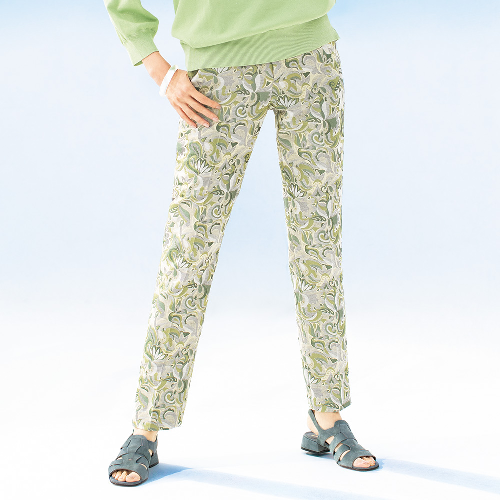 ボタニカル柄 マトラッセジャカード パンツ テーパードパンツ パンツ 167704