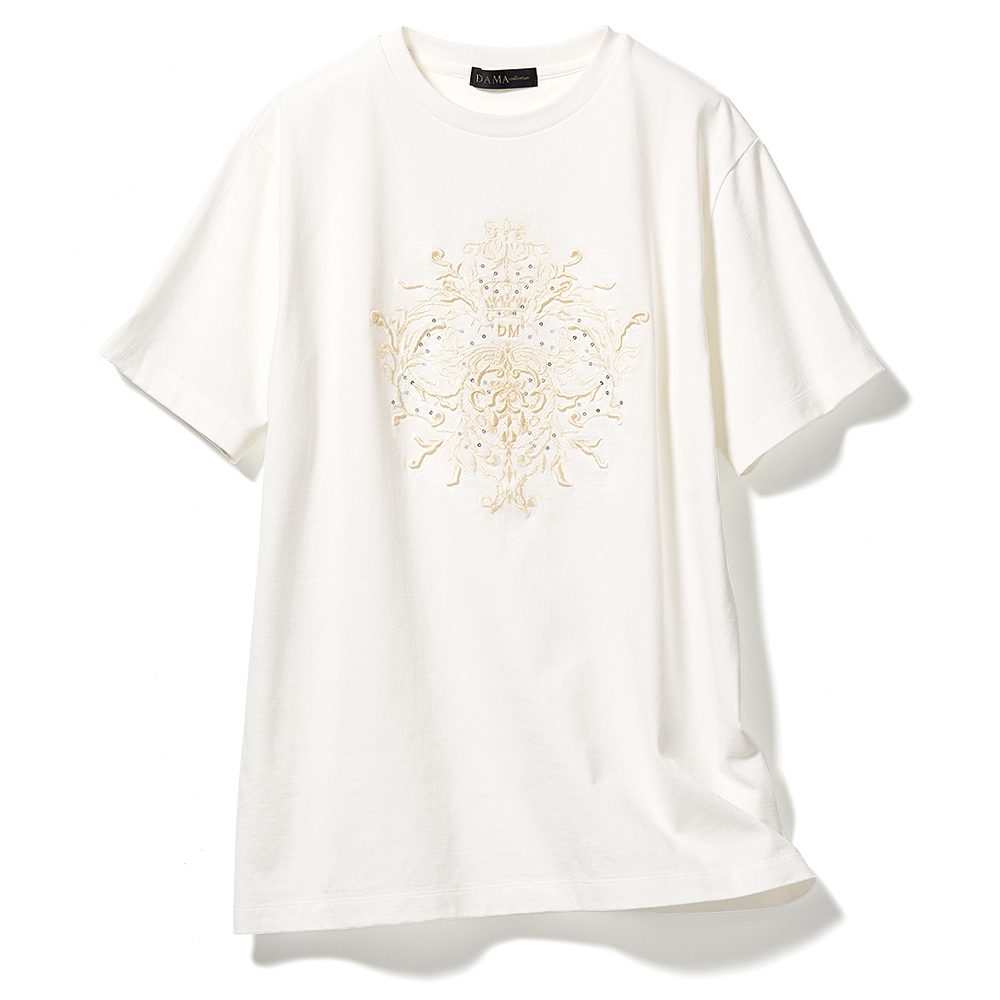 コットン スパンコール刺しゅう Tシャツ プルオーバー シャツ ブラウス 185001