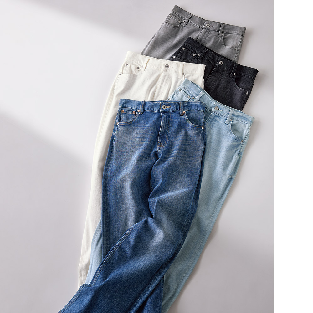 ≪股下丈74cm≫ ウォッシュ加工 ストレート デニムパンツ ジーンズ デニムパンツ パンツ 215502