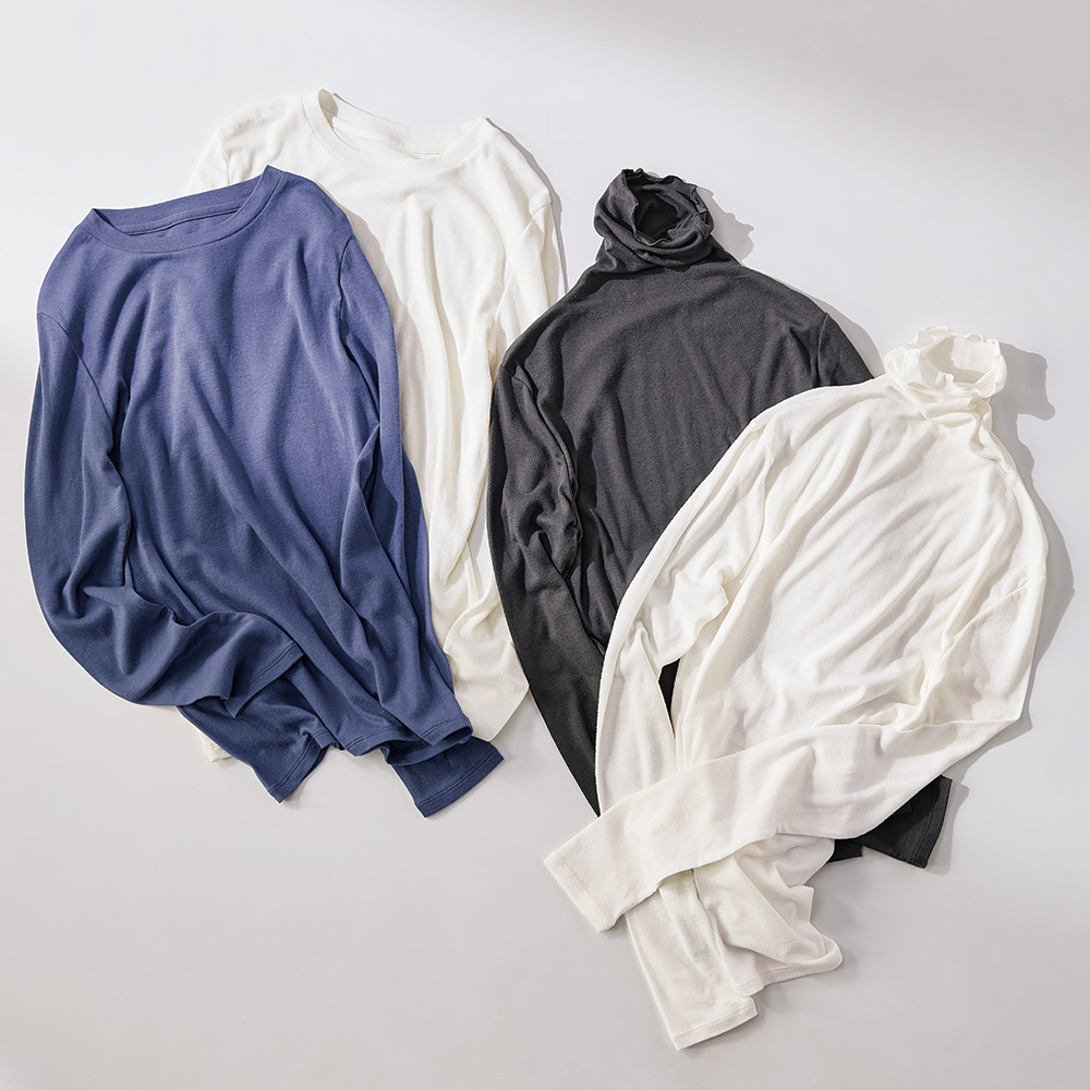 「A-GIRL’S」 コットンカシミヤ 丸胴 クルーネック プルオーバー プルオーバー シャツ ブラウス 215901