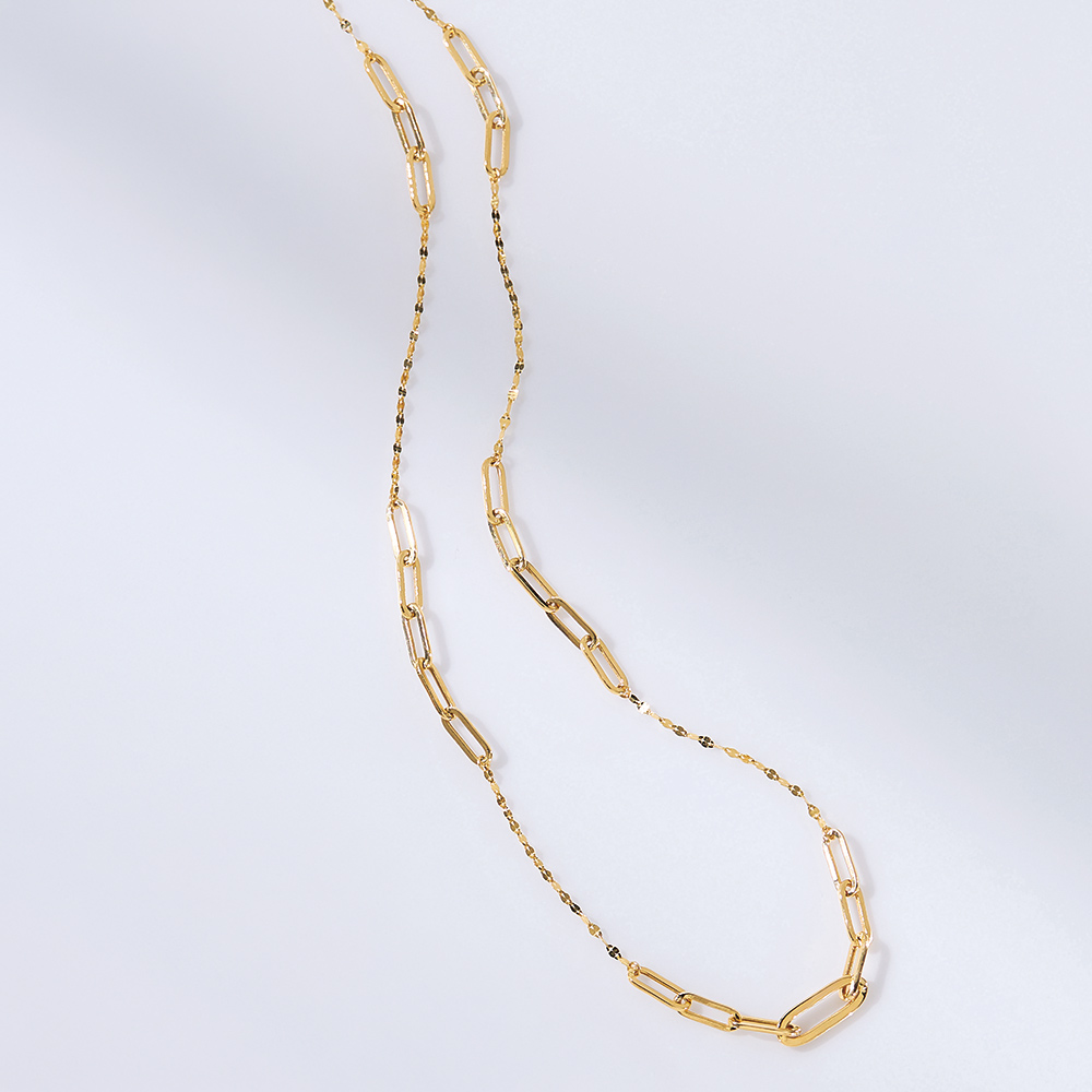 K18 ペタル・ペーパークリップ ネックレス （45cm） ゴールド製 ジュエリー アクセサリー 214001