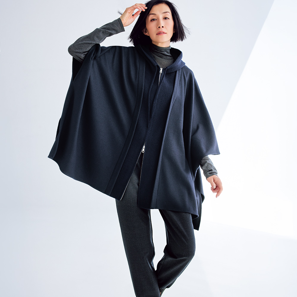ニット×圧縮ウールスムース ポンチョ ディノスANAmall店