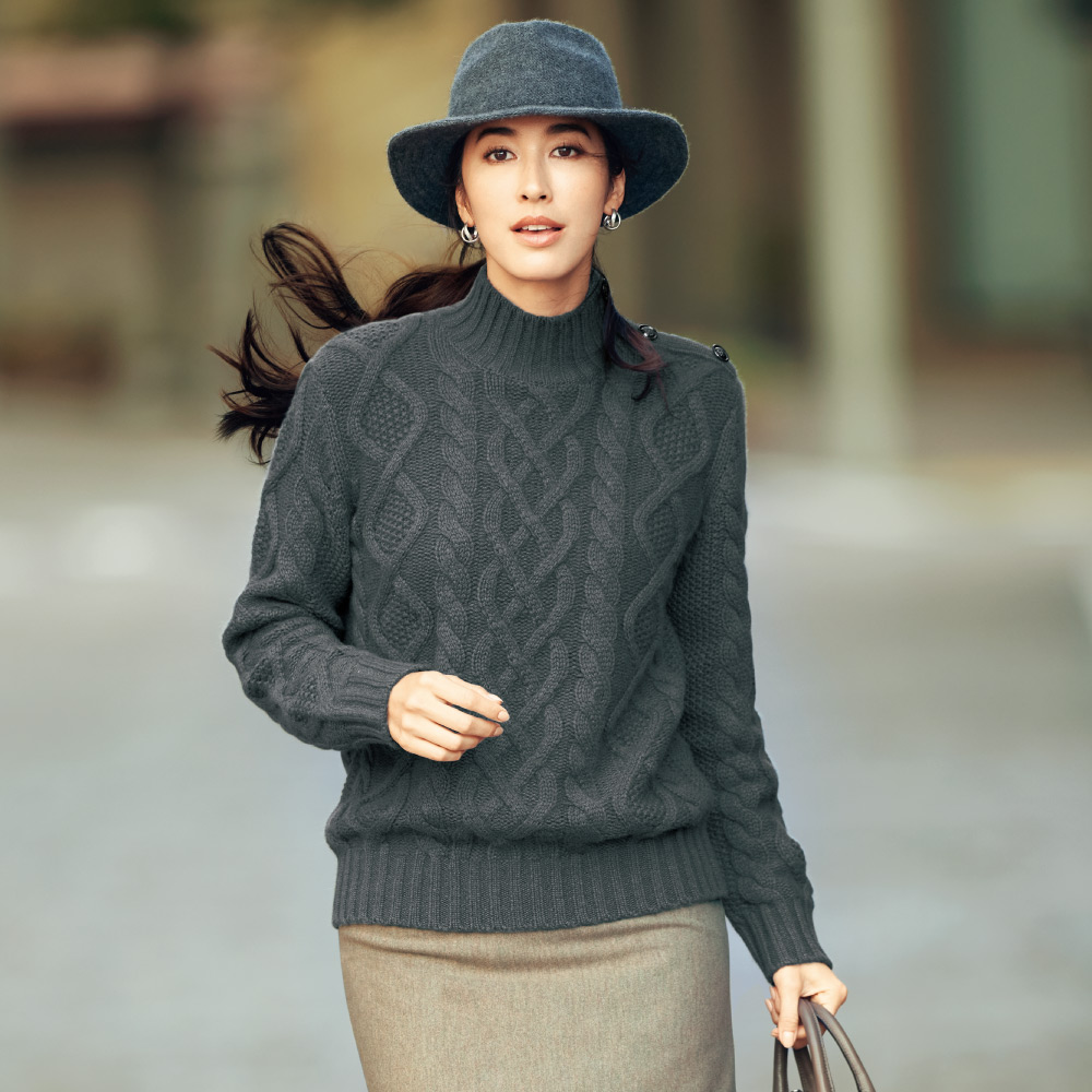 極美品Theory  ケーブル　畦編み　カシミヤwool プルオーバーニット