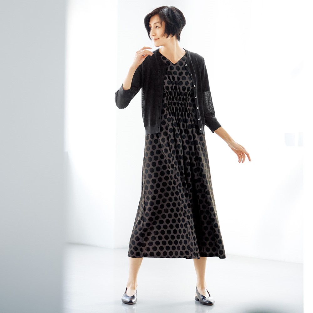 ドット柄プリント ジャージー ワンピース 通販 ディノス