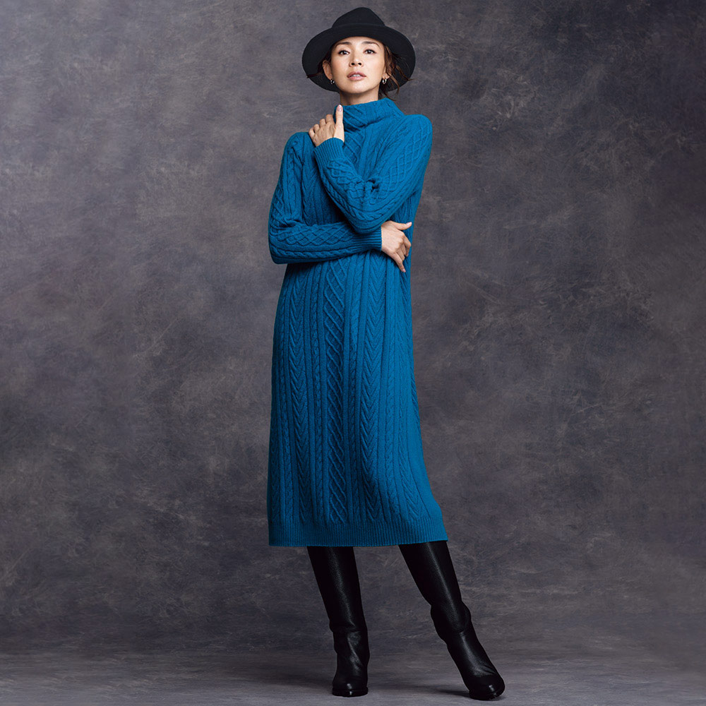 Jacquard Knit Dress ターコイズ38