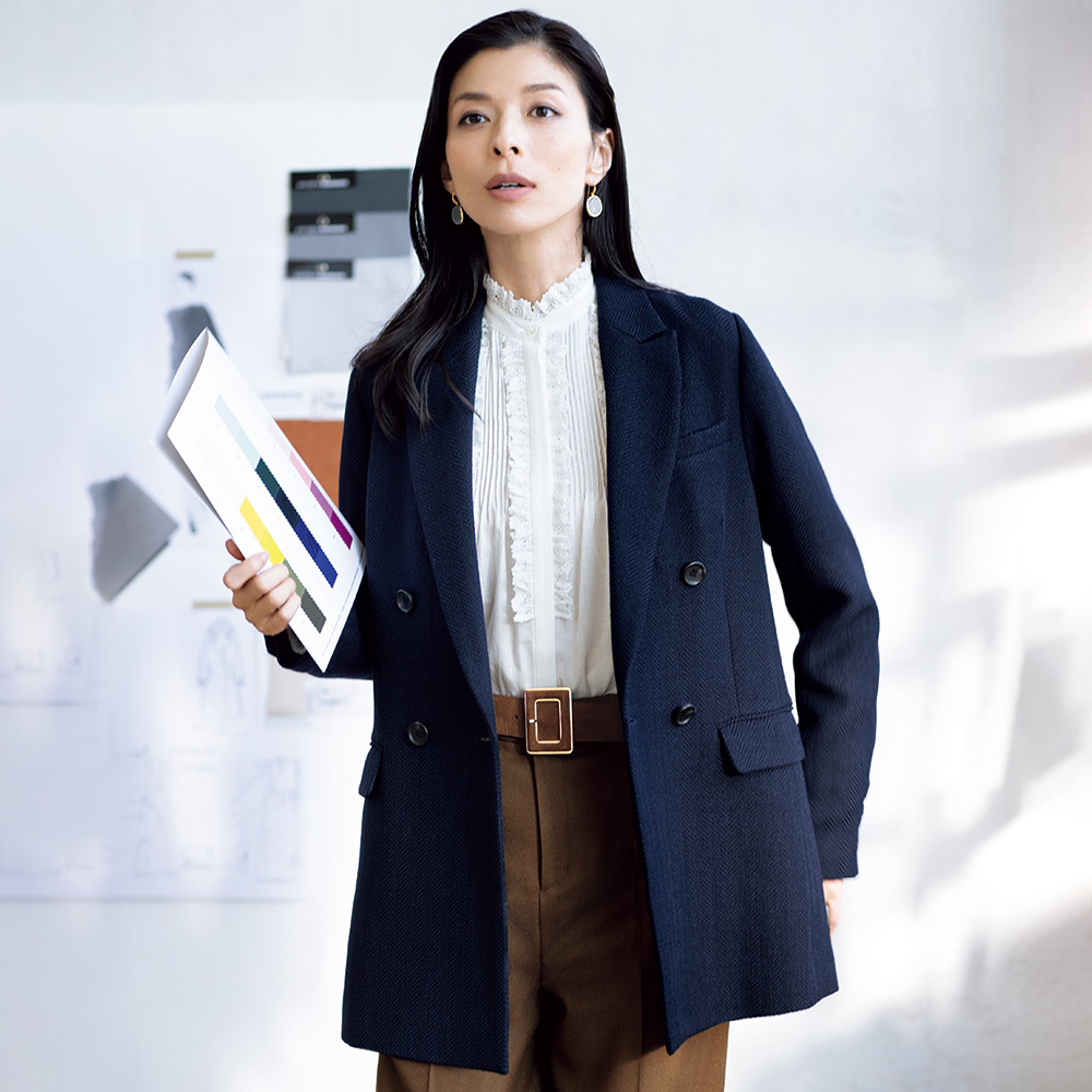 イタリア素材 ウールコットン ヘリンボーン ジャケット テーラードジャケット ジャケット 124601