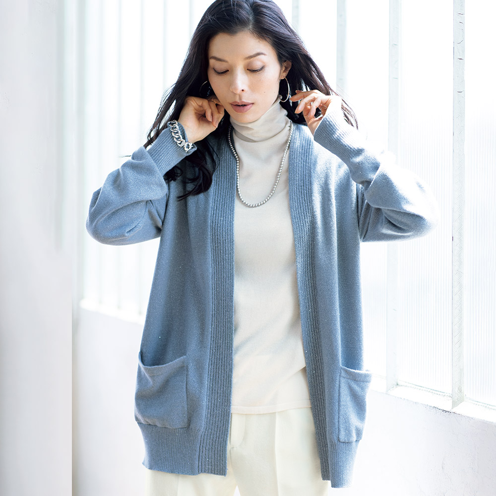 ミニスパンコール&ラメ糸使い トッパーカーディガン ニットカーディガン ニット セーター 124901