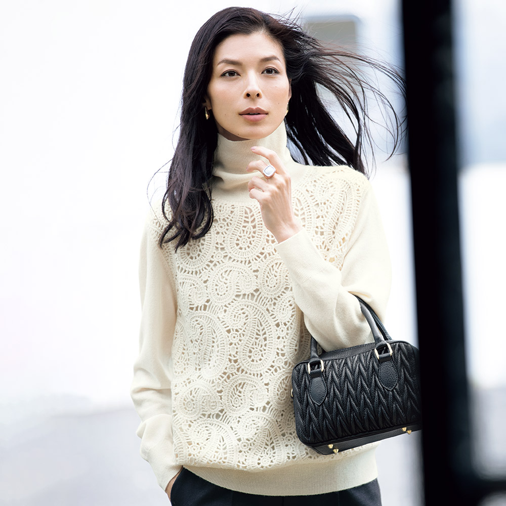 ペイズリーモチーフ ハンドクロシェ風 プルオーバー ニットセーター ニット セーター 125003