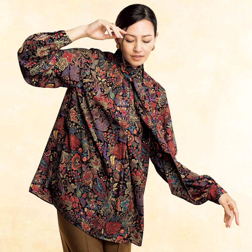 ビンダ社 プリント ボウタイ ブラウス ブラウス シャツ 125801