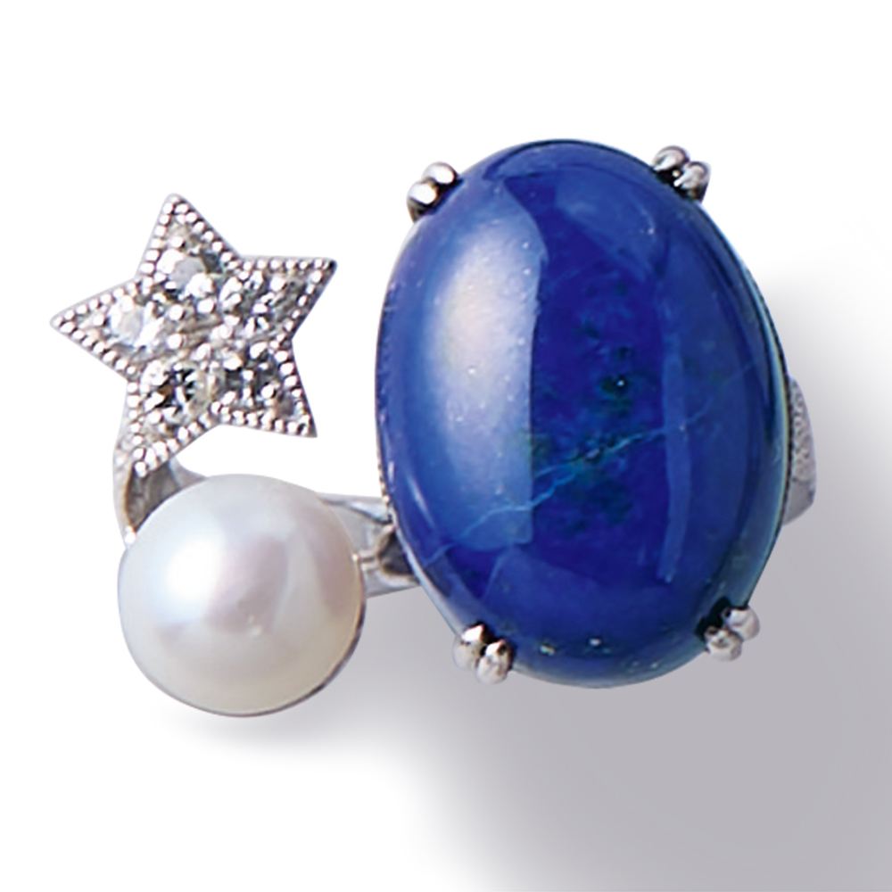 碌山　リング　ラピスラズリ　15号 楽天市場】碌山 ラピスラズリ シードパール リング しっとり