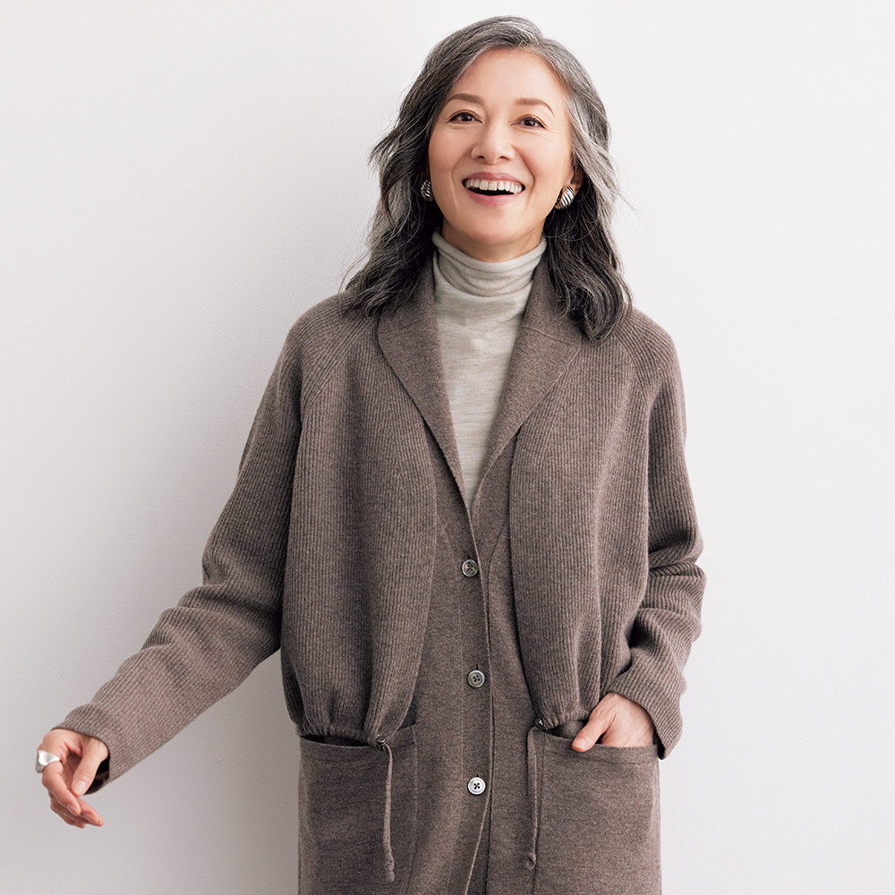 ウールカシミヤ 畦編み Vネック カーディガン 通販 - ディノス