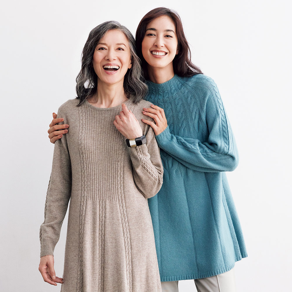 ウールカシミヤ ケーブル使い チュニック 長袖 七分袖チュニック チュニック 126501