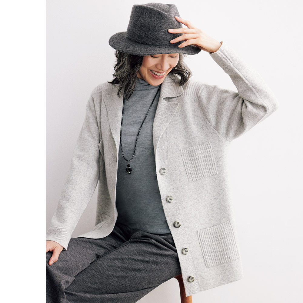 ウールカシミヤ 編み地変化 テーラード ニットジャケット ニットジャケット ニットコート ニット セーター 126601