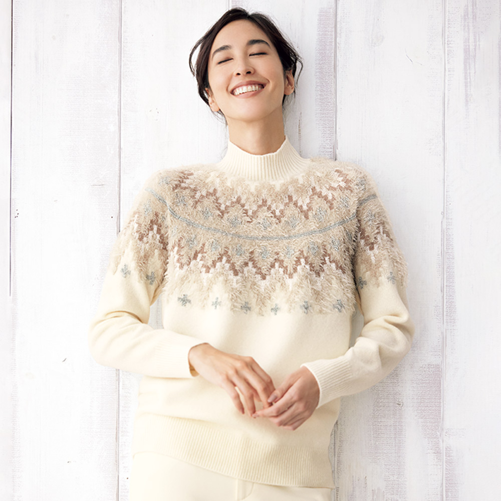 求心風 ジャカード編み プルオーバー ニットセーター ニット セーター 127101