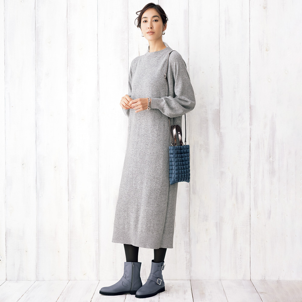 ウール混 ラメ糸使い ニットワンピース 通販 - ディノス