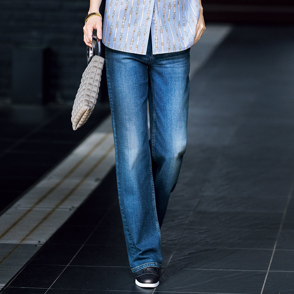 ≪股下丈74cm≫ ウォッシュ加工 ストレート デニムパンツ ジーンズ デニムパンツ パンツ 128604