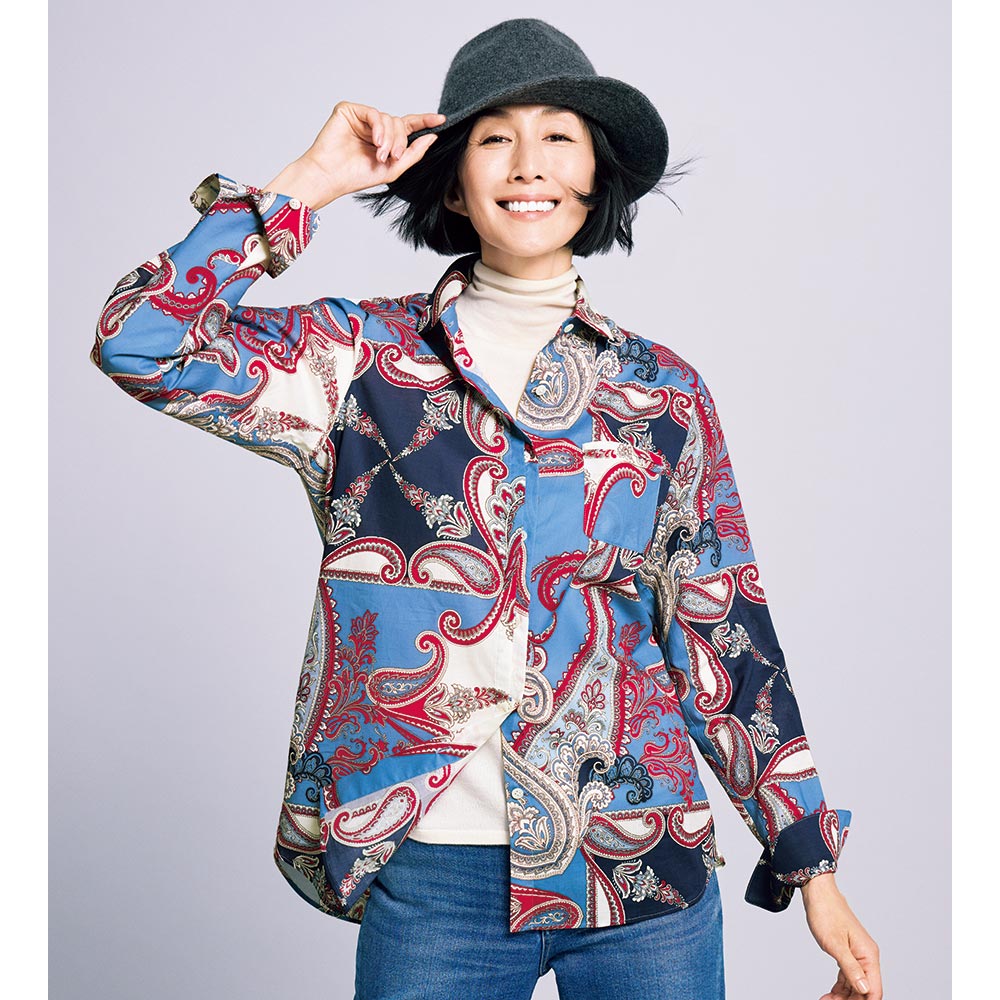 ラッティ社 バンダナ風プリント シャツ シャツ ブラウス 128902