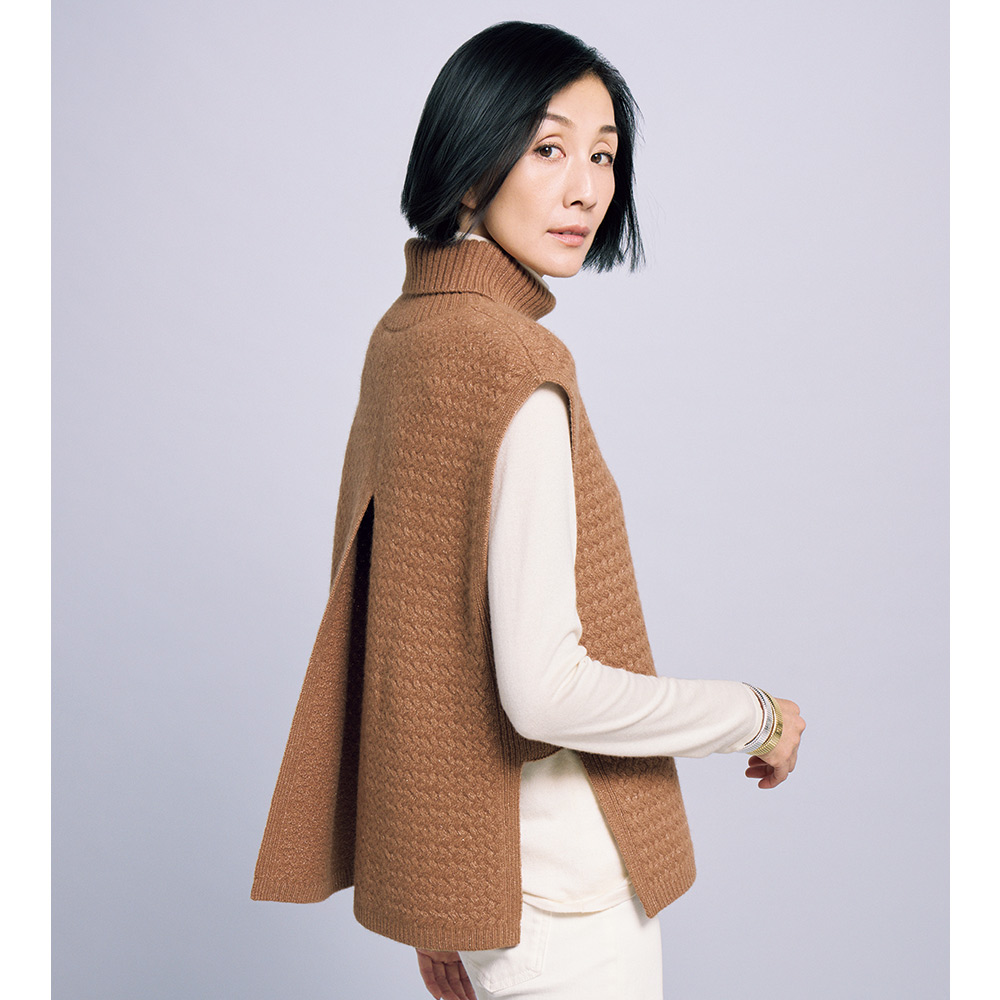 ラメ入り ウール混 バスケット編み ジレ ベスト ジレ ジャケット 129202