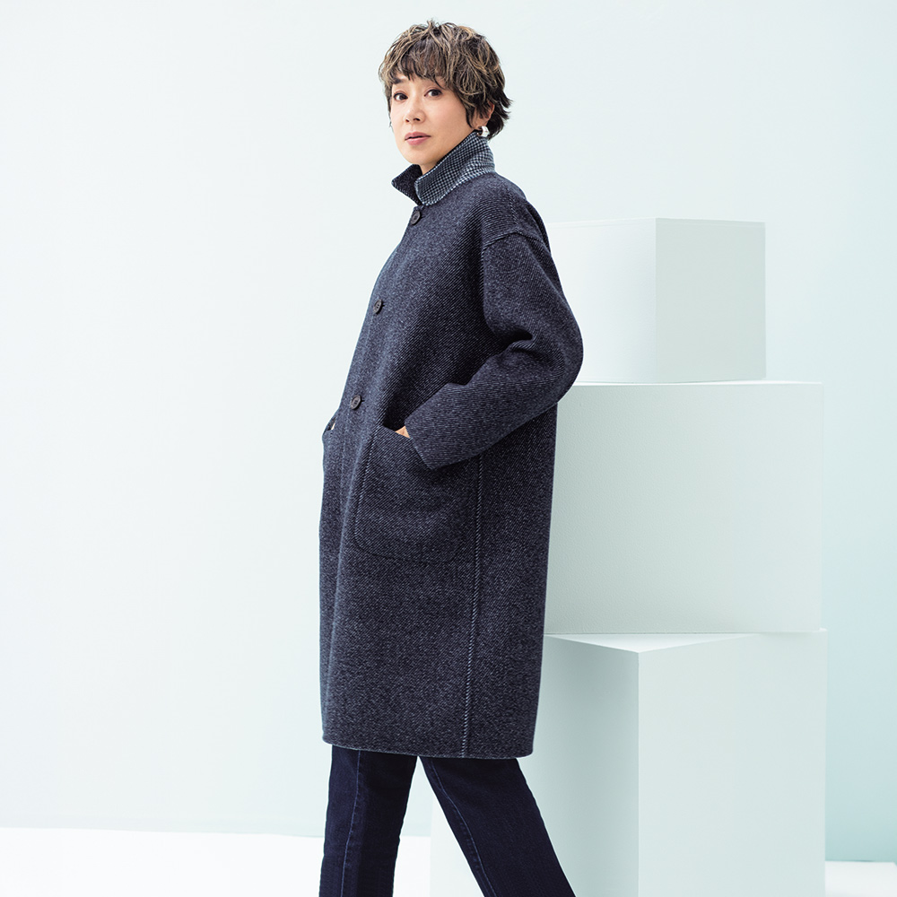 NIKKE」 マフ千鳥＆デニム ツイル調 リバーシブル コート 通販 - ディノス