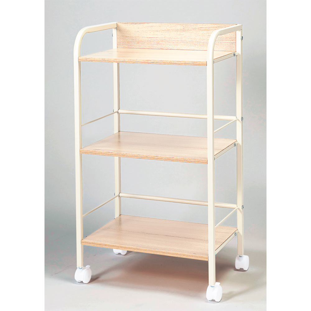 キャスター付きリビングラック 3段 スチール メタルラック 本棚 ラック シェルフ 959708