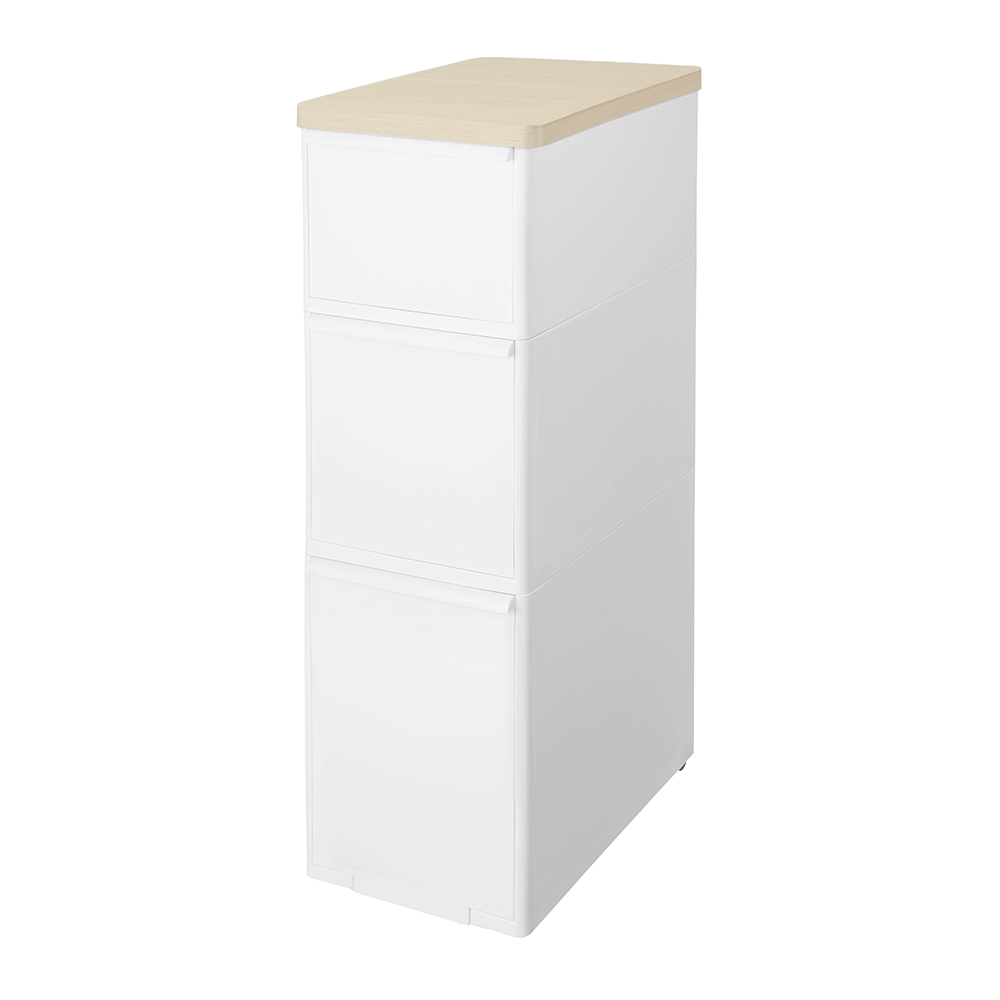 耐熱木調天板ストッカー3段 ワイド キッチンストッカー 隙間収納 キッチン収納 967708