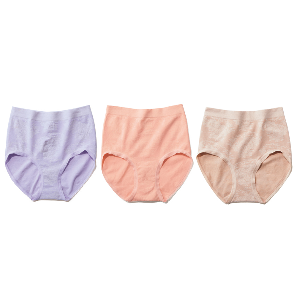 綿混ローズ柄ジャカード すっぽりショーツ 3色組×2セット（6枚組） 補整ショーツ ガードル 補整下着 シェイプインナー M75002