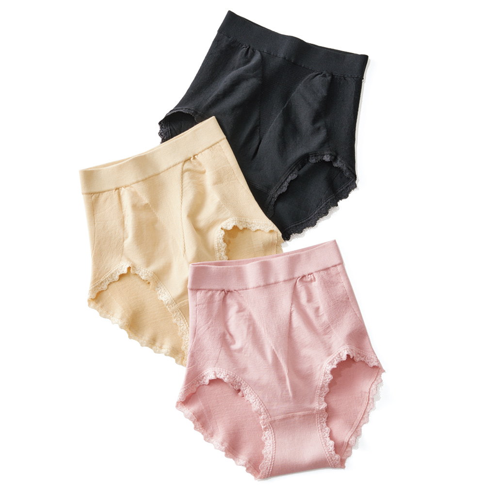 モダールコットンのすっぽりショーツ 3色組 機能性ウェア インナー 雑貨 M84105