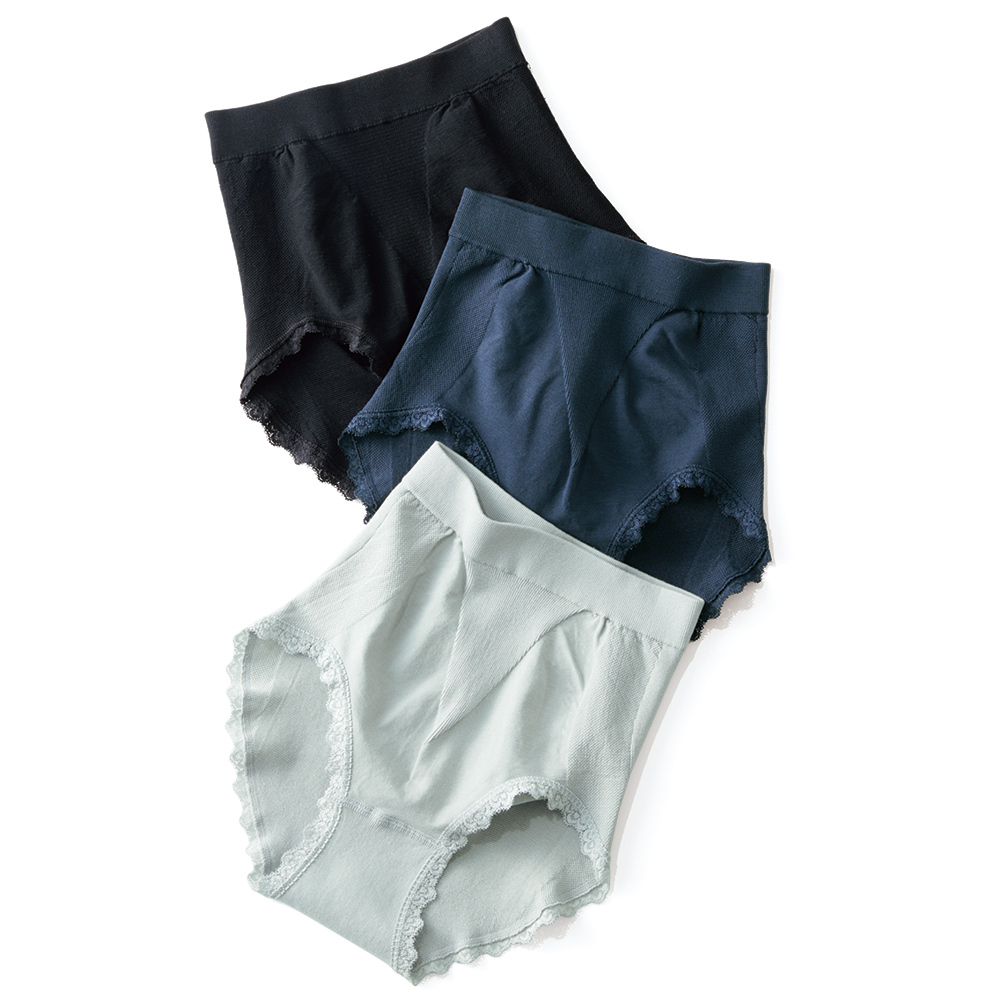 モダールコットンのすっぽりショーツ 3色組 機能性ウェア インナー 雑貨 M84105