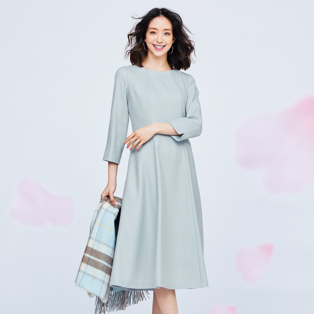 ウールジョーゼット フレアーワンピース 通販 ディノス