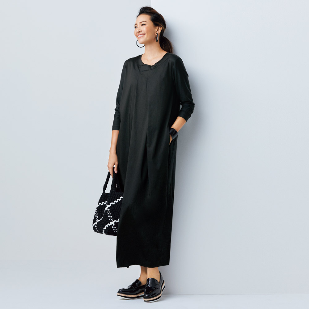 ジャージー使い マキシワンピース 通販 ディノス