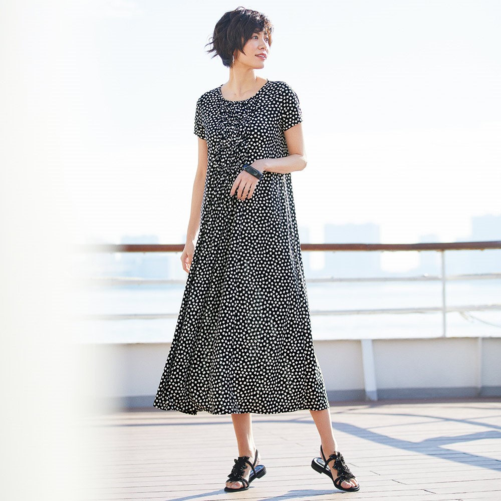 幾何学柄プリント ジャージー ワンピース 通販 ディノス