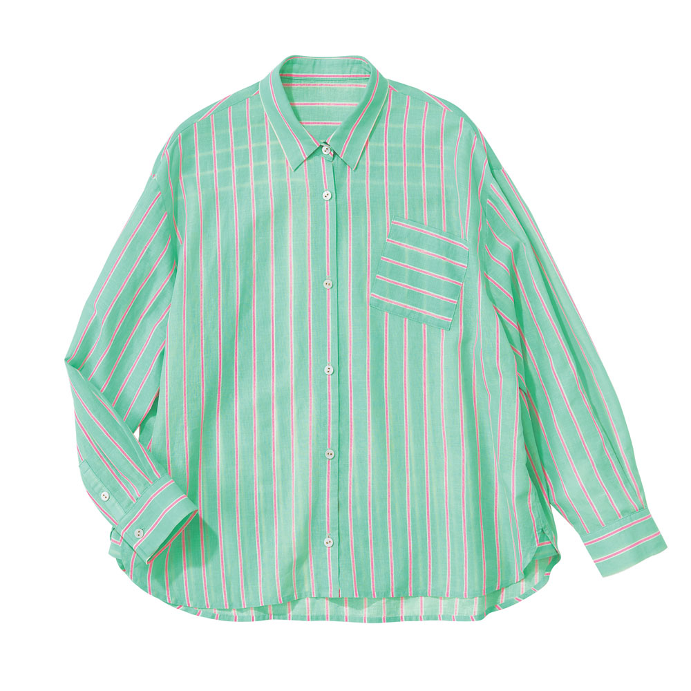 コットンリネン ストライプシャツ シャツ ブラウス 174801