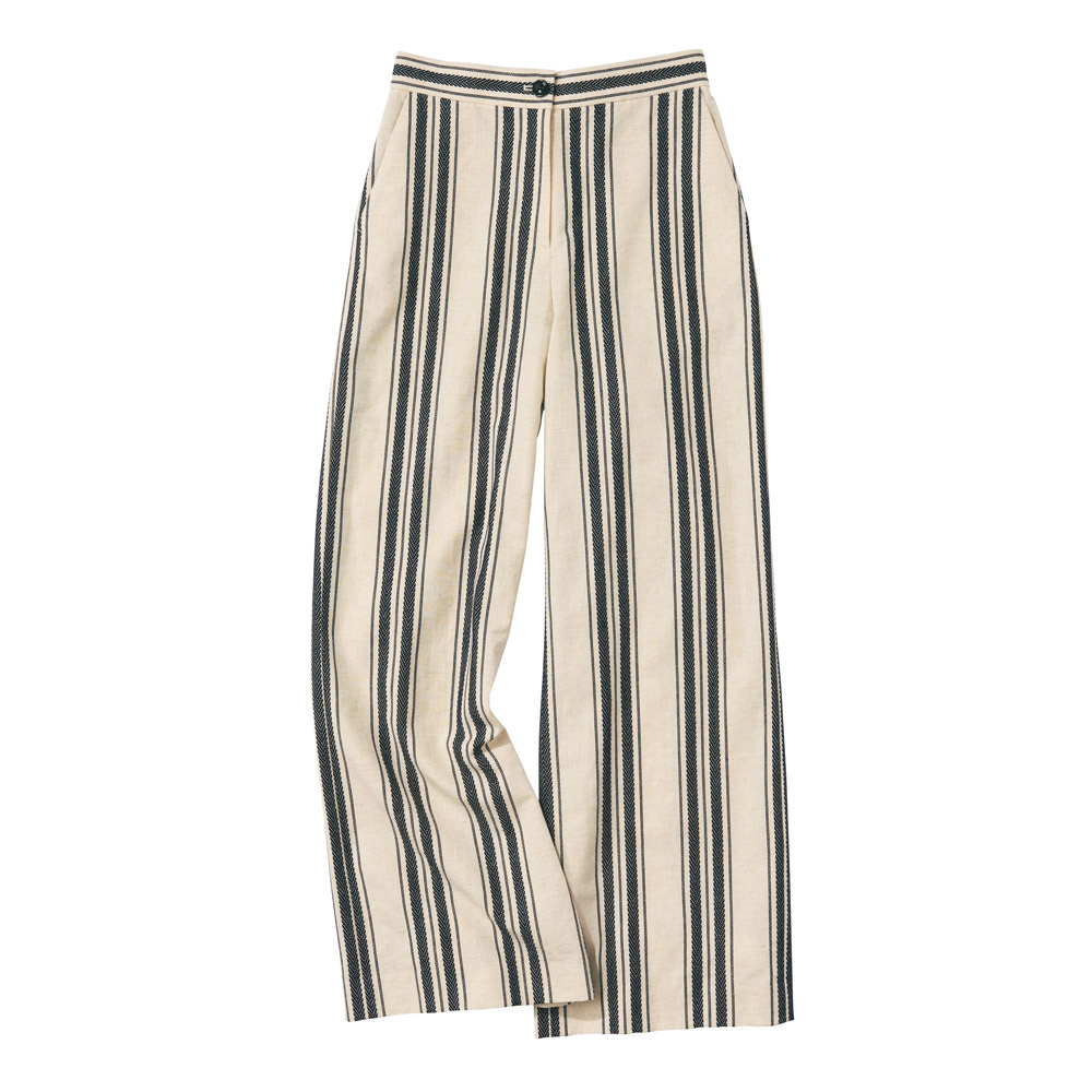 コットンリネン ドビー ストライプパンツ ワイドパンツ パンツ 176402