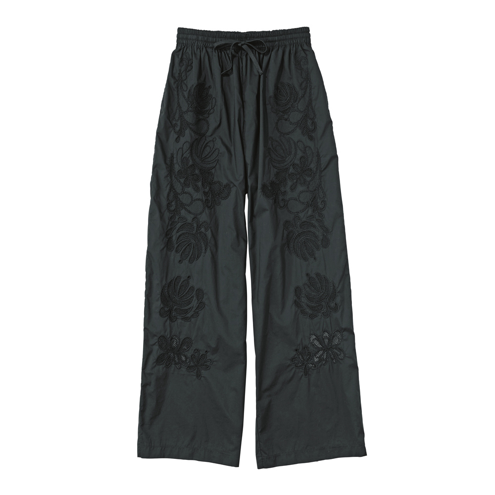 カットワーク刺しゅう コットン ワイドパンツ イージーパンツ パンツ 176502