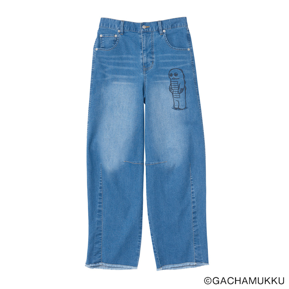 ガチャピン ストレッチ バレルデニムパンツ ワイドパンツ パンツ 176602