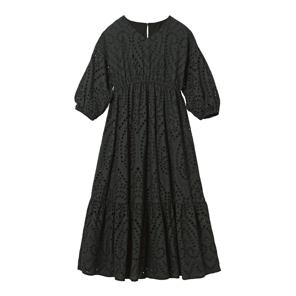 コットンボイル カットワーク刺しゅう ワンピース マキシワンピース ロングワンピース ワンピース 177201