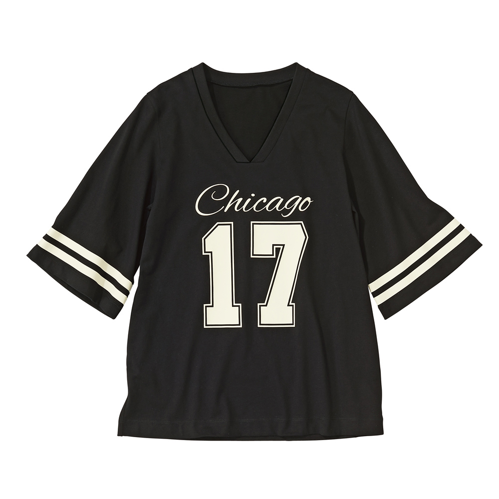 ナンバープリント Vネック Tシャツ プルオーバー シャツ ブラウス 177602