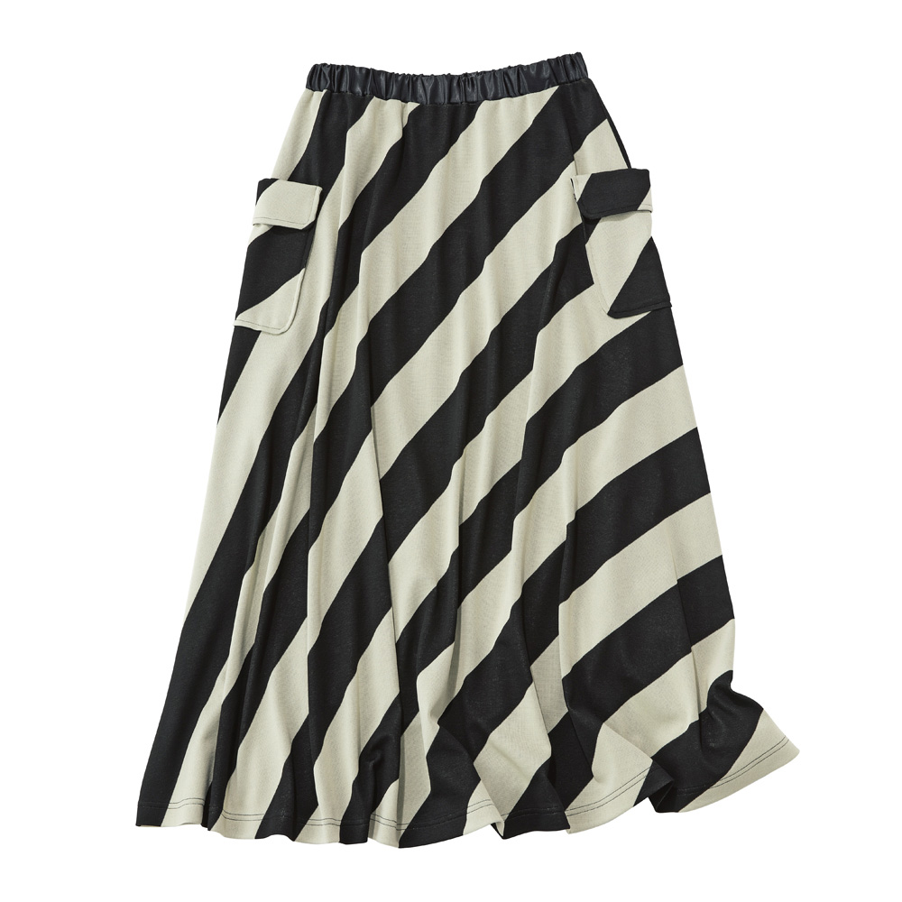 イタリア素材 バイアスストライプスカート プリント 柄スカート スカート 177702