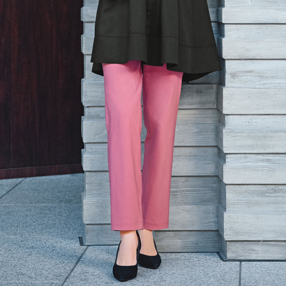 ストレッチポプリン スリムストレートパンツ イージーパンツ パンツ 175502