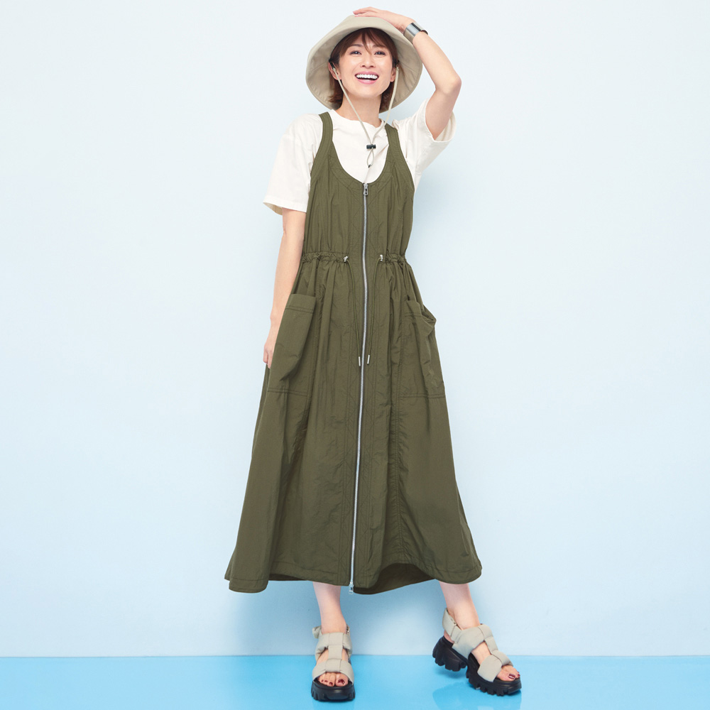 はっ水加工 ダブルジップ ジャンパースカート ジャンパースカート スカート 176101