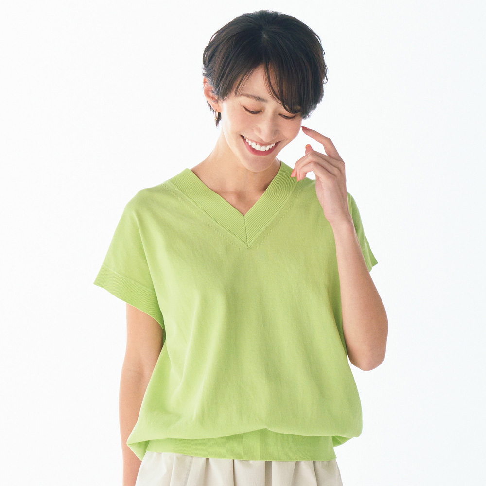 接触冷感 Vネック コットン ニットプルオーバー 機能性ウェア インナー 雑貨 177401