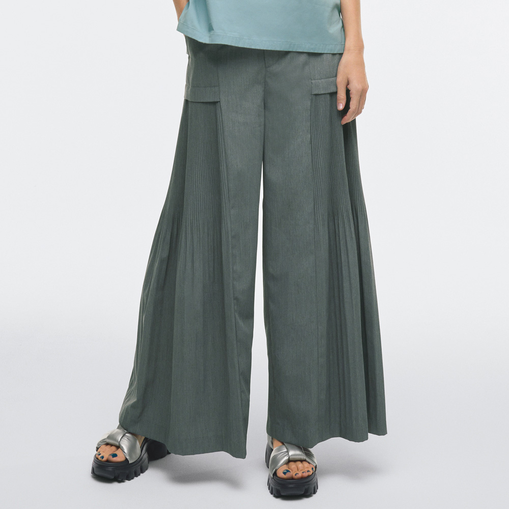 ATSURO TAYAMA/アツロウ タヤマ プリーツ切り替え ワイドパンツ ワイドパンツ パンツ 178302