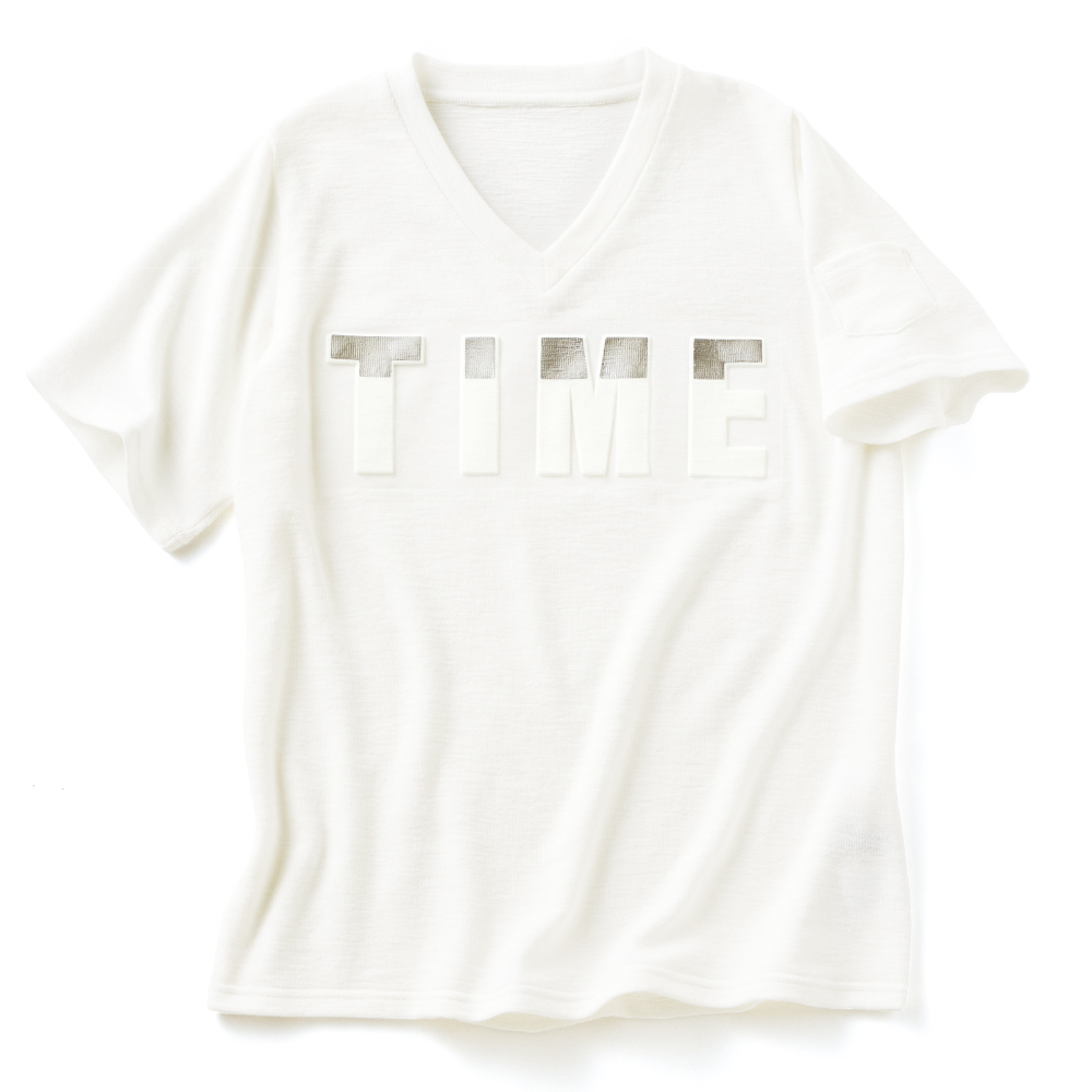スラブジャージー エンボス加工＆箔プリント Tシャツ プルオーバー シャツ ブラウス 180601
