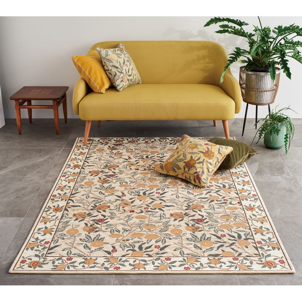 ≪約200×200cm≫ ベルギー製モリスデザインスタジオ ゴブラン織ラグ〈フルーツ〉 ラグ 絨毯 カーペット マット 552852